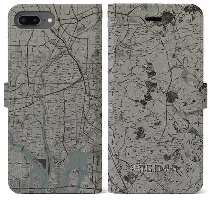 【名古屋（愛知県）】地図柄iPhoneケース（手帳タイプ）モノトーン・iPhone 8Plus /7Plus / 6sPlus / 6Plus 用