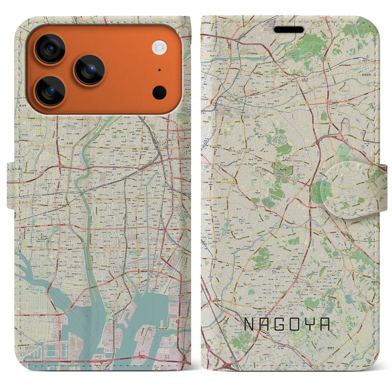 【名古屋（愛知県）】地図柄iPhoneケース（手帳タイプ）