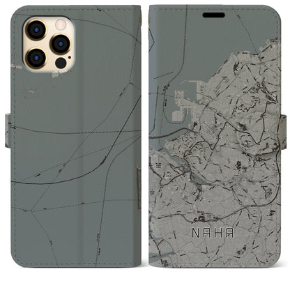 【那覇（沖縄県）】地図柄iPhoneケース（手帳タイプ）モノトーン・iPhone 12 Pro Max 用