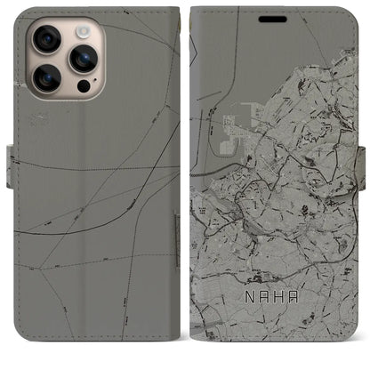 【那覇（沖縄県）】地図柄iPhoneケース（手帳タイプ）モノトーン・iPhone 16 Plus 用