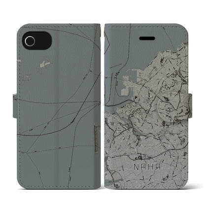 【那覇（沖縄県）】地図柄iPhoneケース（手帳タイプ）モノトーン・iPhone SE（第3 / 第2世代） / 8 / 7 / 6s / 6 用