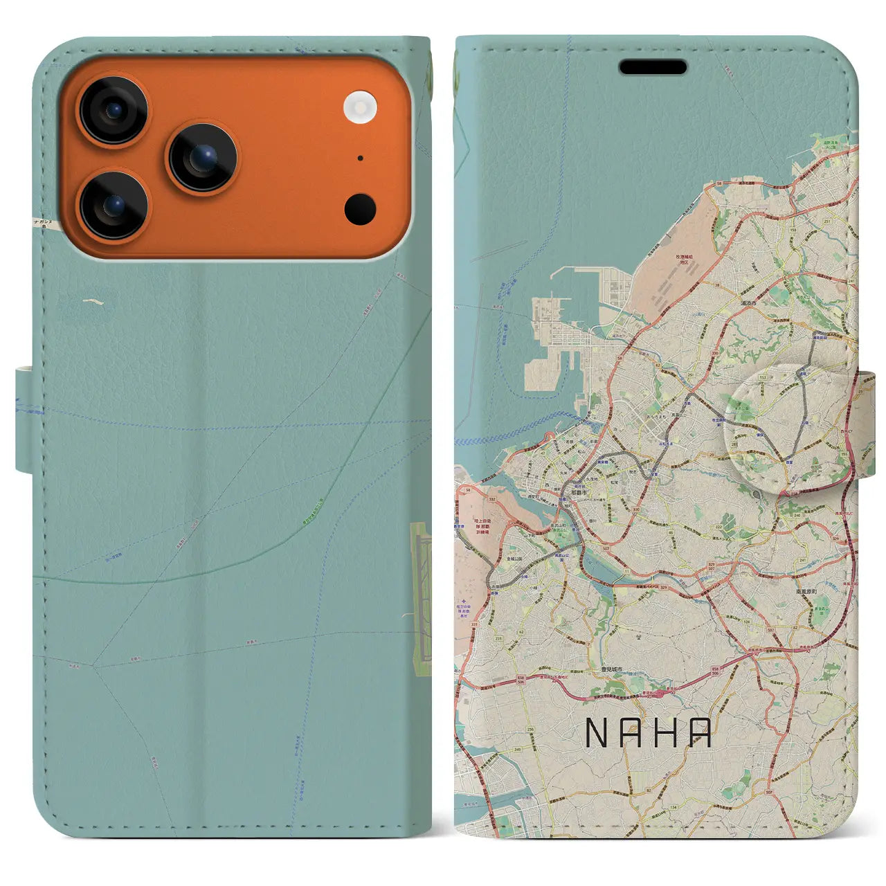 【那覇（沖縄県）】地図柄iPhoneケース（手帳タイプ）