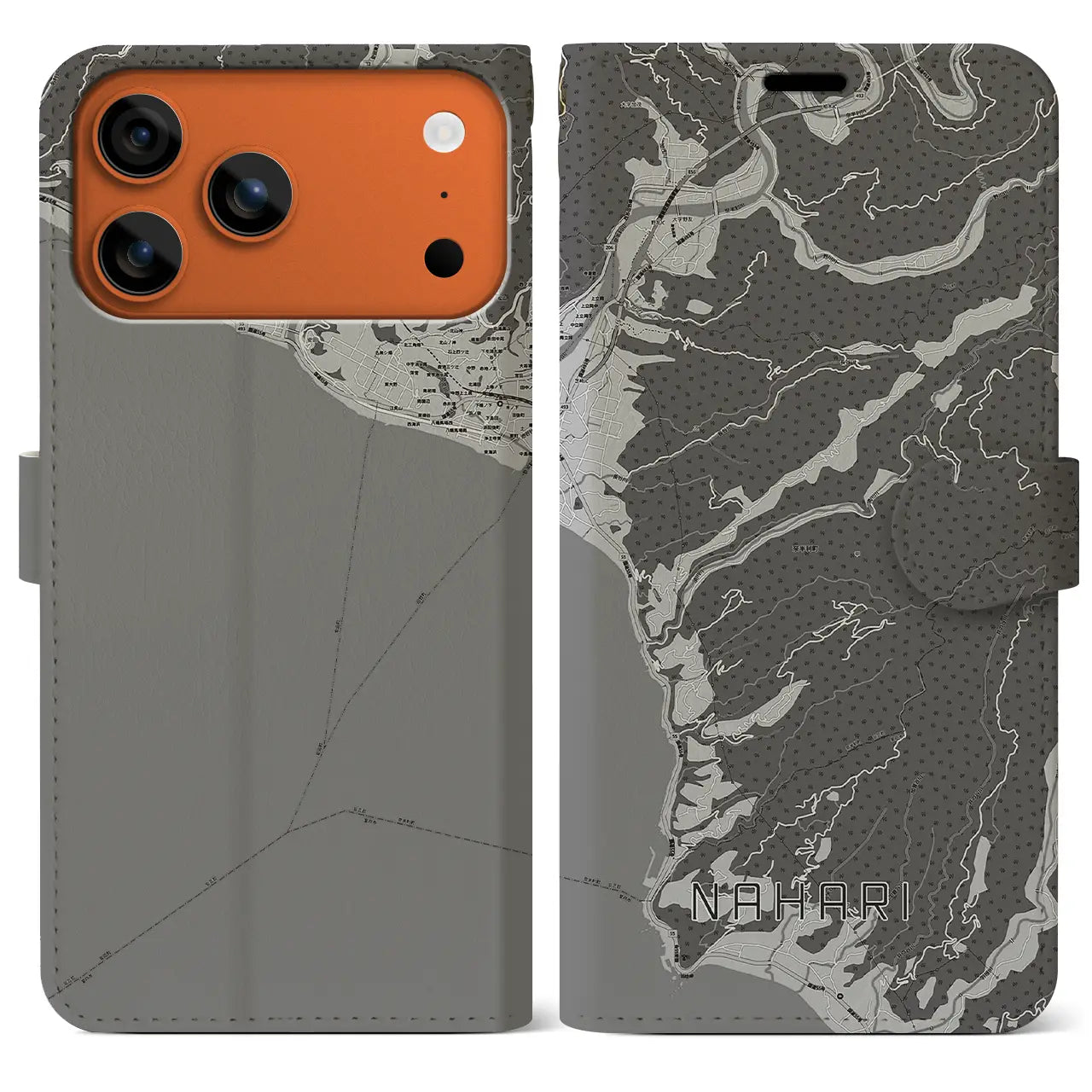 【奈半利（高知県）】地図柄iPhoneケース（手帳タイプ）