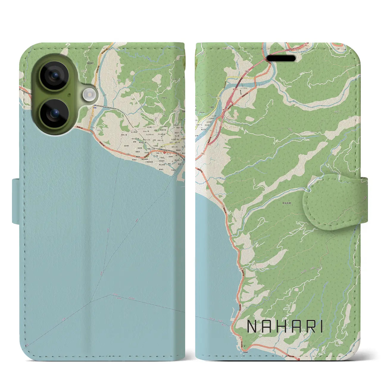 【奈半利（高知県）】地図柄iPhoneケース（手帳タイプ）