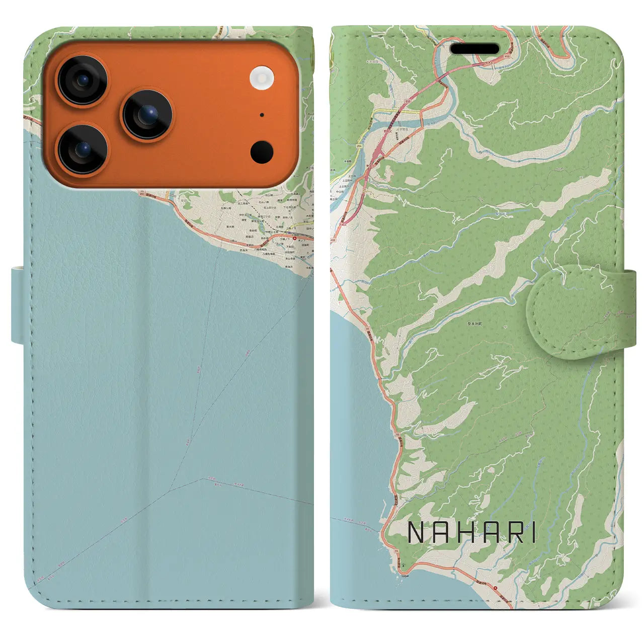 【奈半利（高知県）】地図柄iPhoneケース（手帳タイプ）