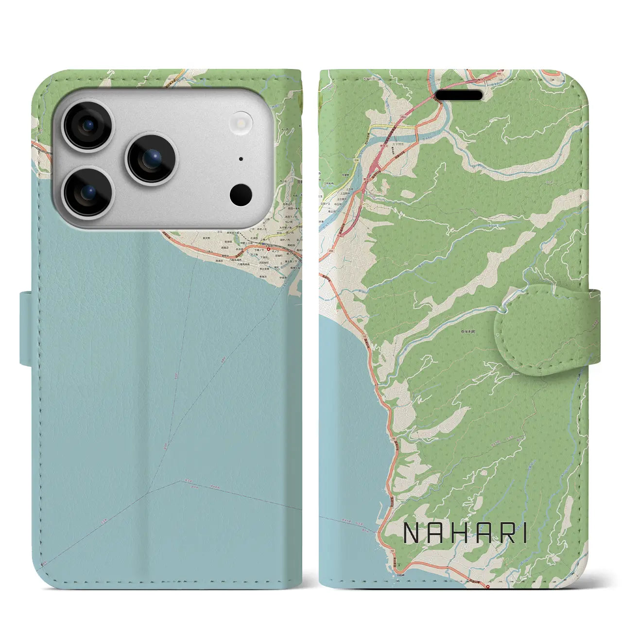 【奈半利（高知県）】地図柄iPhoneケース（手帳タイプ）