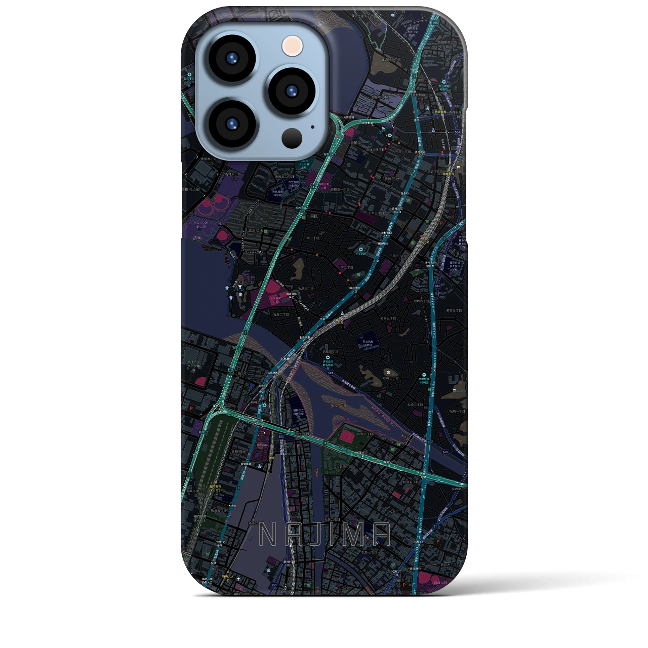 【名島（福岡県）】地図柄iPhoneケース（バックカバータイプ）