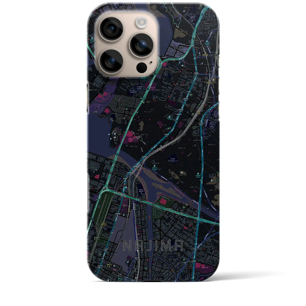 【名島（福岡県）】地図柄iPhoneケース（バックカバータイプ）