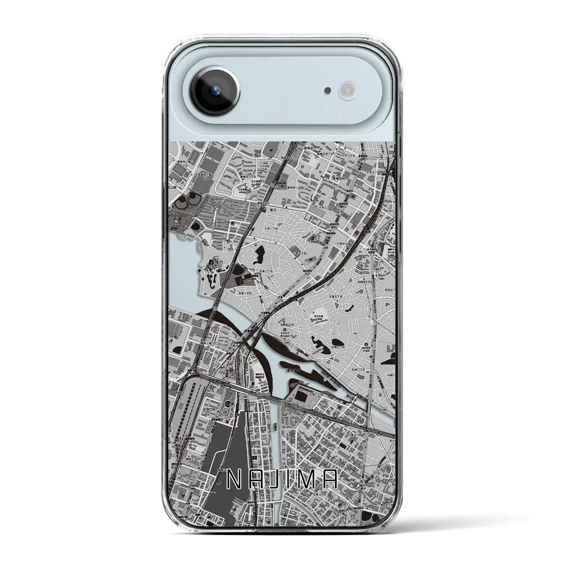 【名島(福岡県)】地図柄iPhoneケース(クリアタイプ)モノトーン・iPhone 17 Pro Max 用
