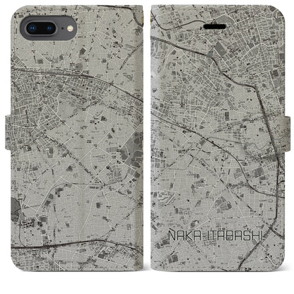 【中板橋（東京都）】地図柄iPhoneケース（手帳タイプ）モノトーン・iPhone 8Plus /7Plus / 6sPlus / 6Plus 用