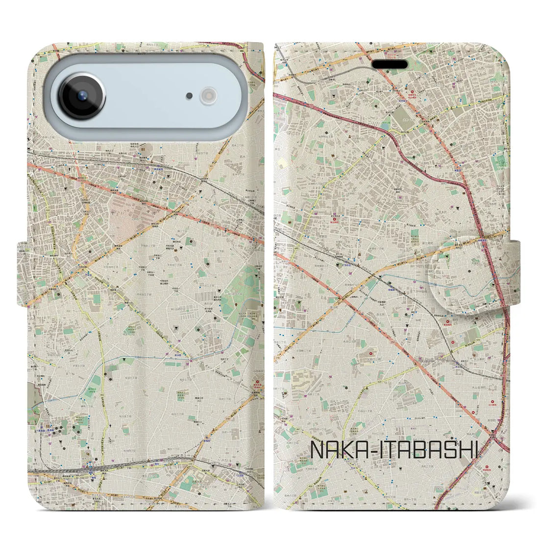 【中板橋（東京都）】地図柄iPhoneケース（手帳タイプ）モノトーン・iPhone 17 Pro Max 用