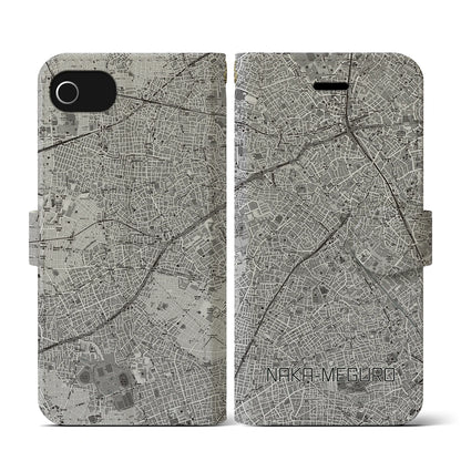 【中目黒（東京都）】地図柄iPhoneケース（手帳タイプ）モノトーン・iPhone SE（第3 / 第2世代） / 8 / 7 / 6s / 6 用