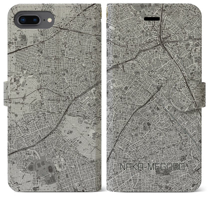 【中目黒（東京都）】地図柄iPhoneケース（手帳タイプ）モノトーン・iPhone 8Plus /7Plus / 6sPlus / 6Plus 用