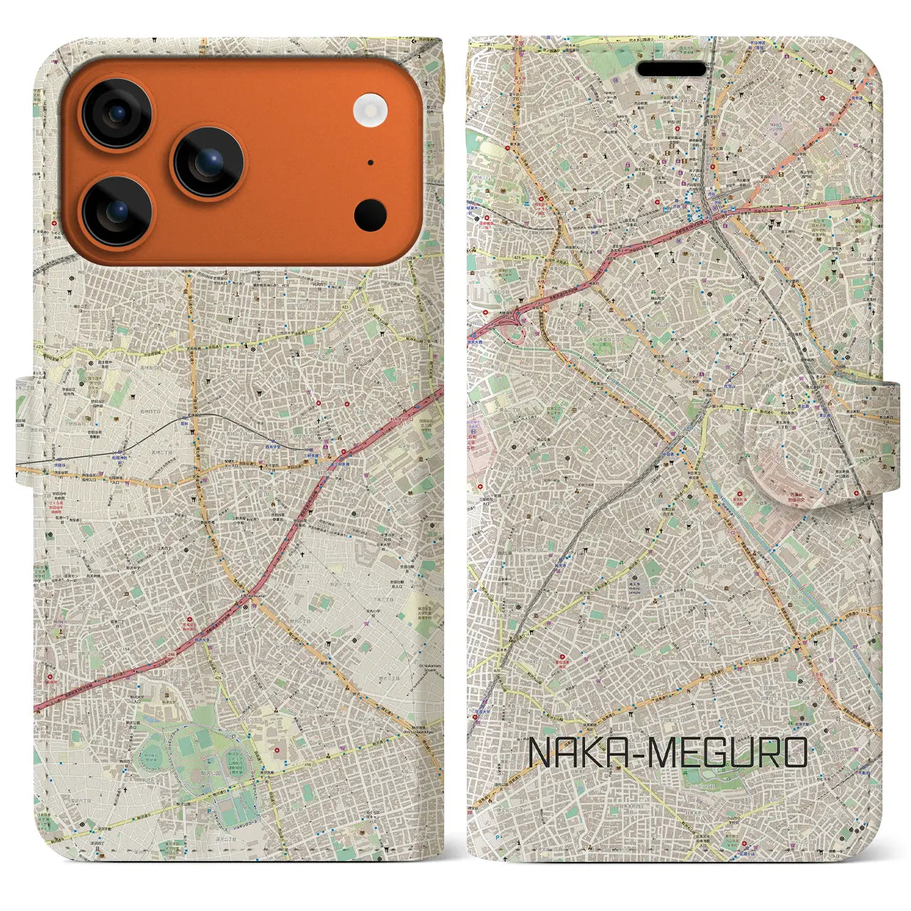 【中目黒（東京都）】地図柄iPhoneケース（手帳タイプ）