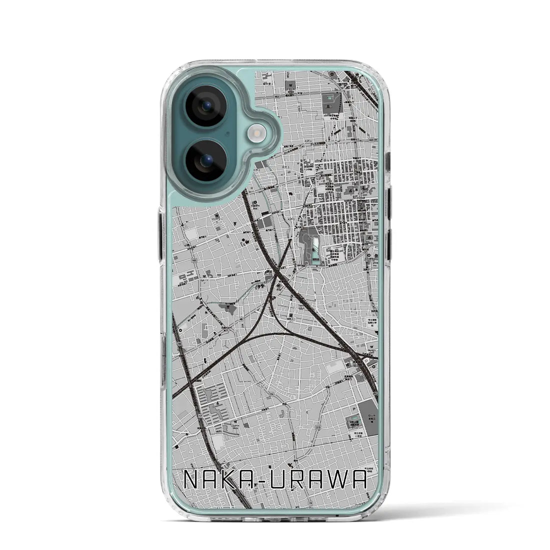 【中浦和（埼玉県）】地図柄iPhoneケース（MagSafeタイプ）モノトーン・iPhone 16 Pro 用