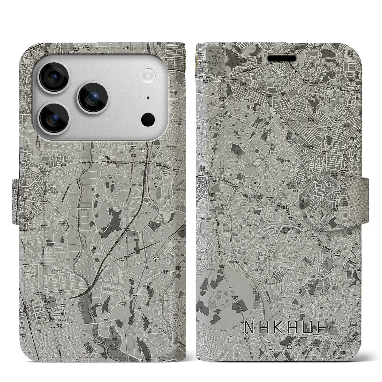 【中田（神奈川県）】地図柄iPhoneケース（手帳タイプ）