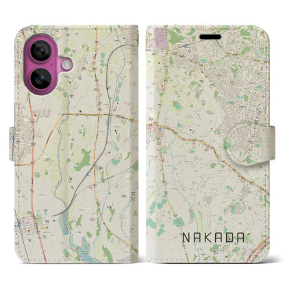 【中田（神奈川県）】地図柄iPhoneケース（手帳タイプ）ナチュラル・iPhone 16 Pro 用