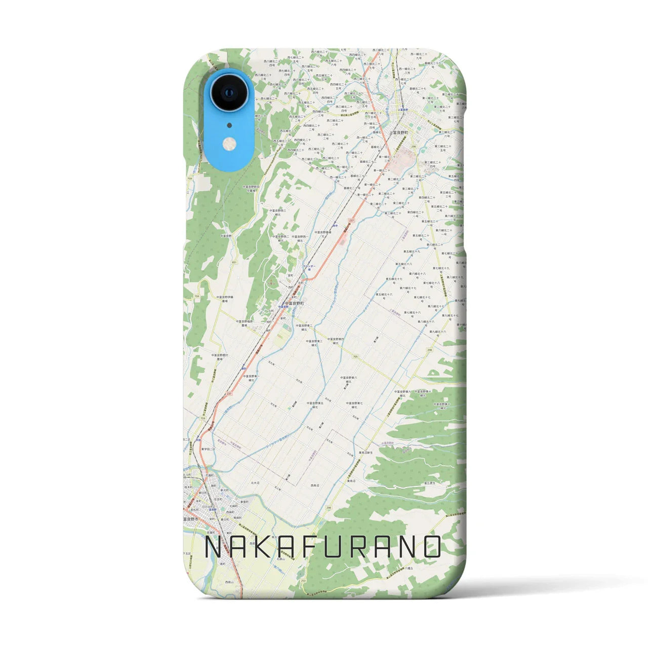 【中富良野（北海道）】地図柄iPhoneケース（バックカバータイプ）