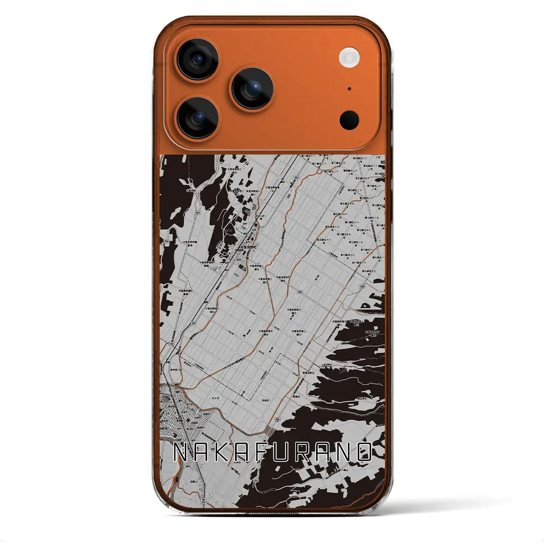 【中富良野（北海道）】地図柄iPhoneケース（クリアタイプ）モノトーン・iPhone 17 Pro Max 用