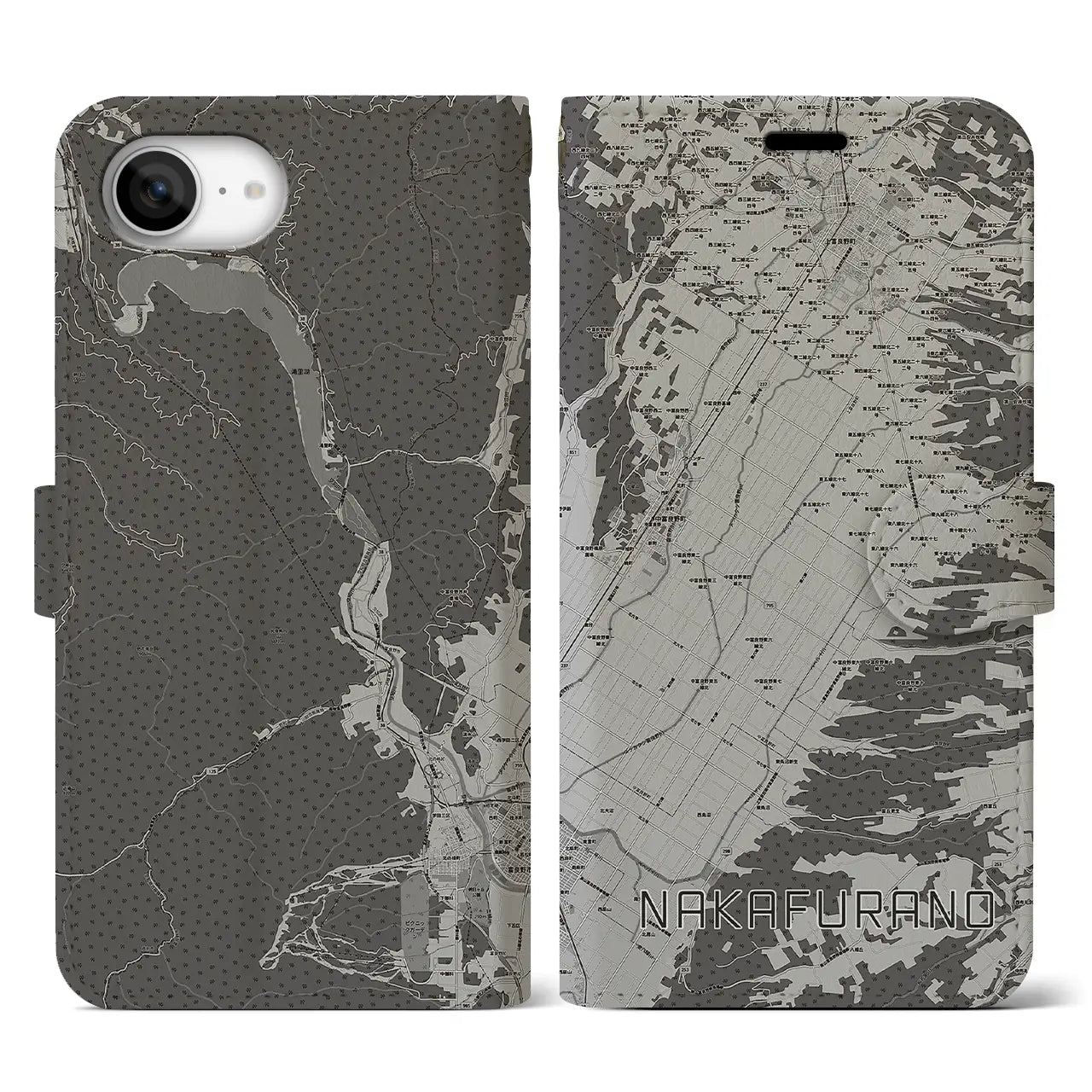 【中富良野（北海道）】地図柄iPhoneケース（手帳タイプ）