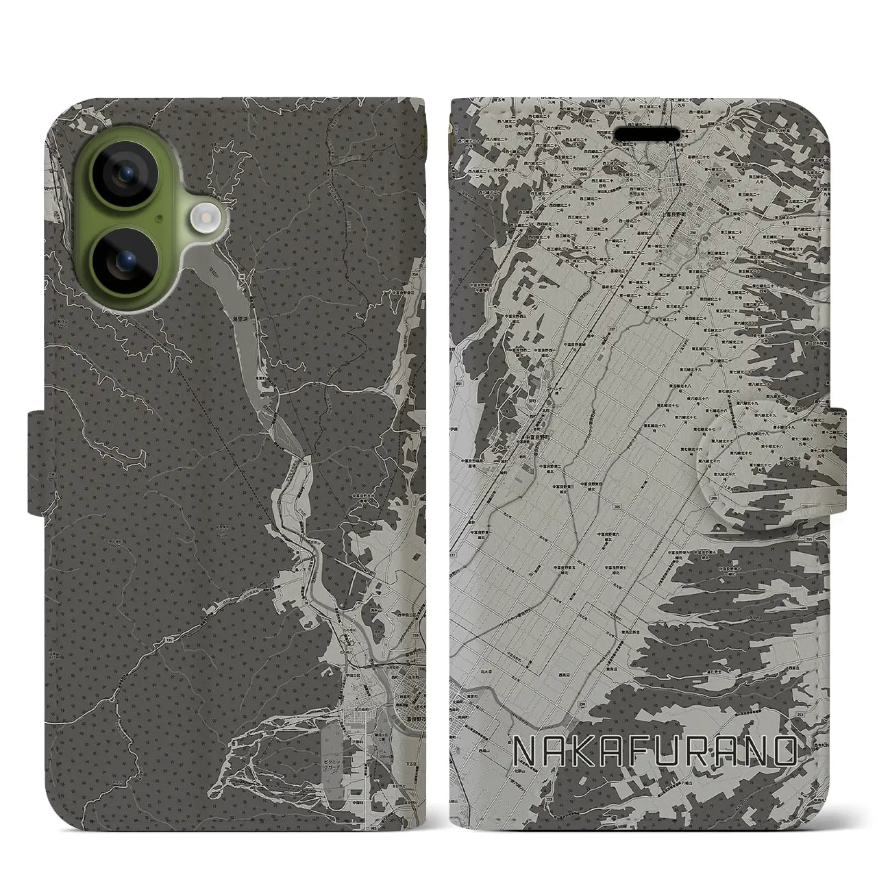 【中富良野（北海道）】地図柄iPhoneケース（手帳タイプ）