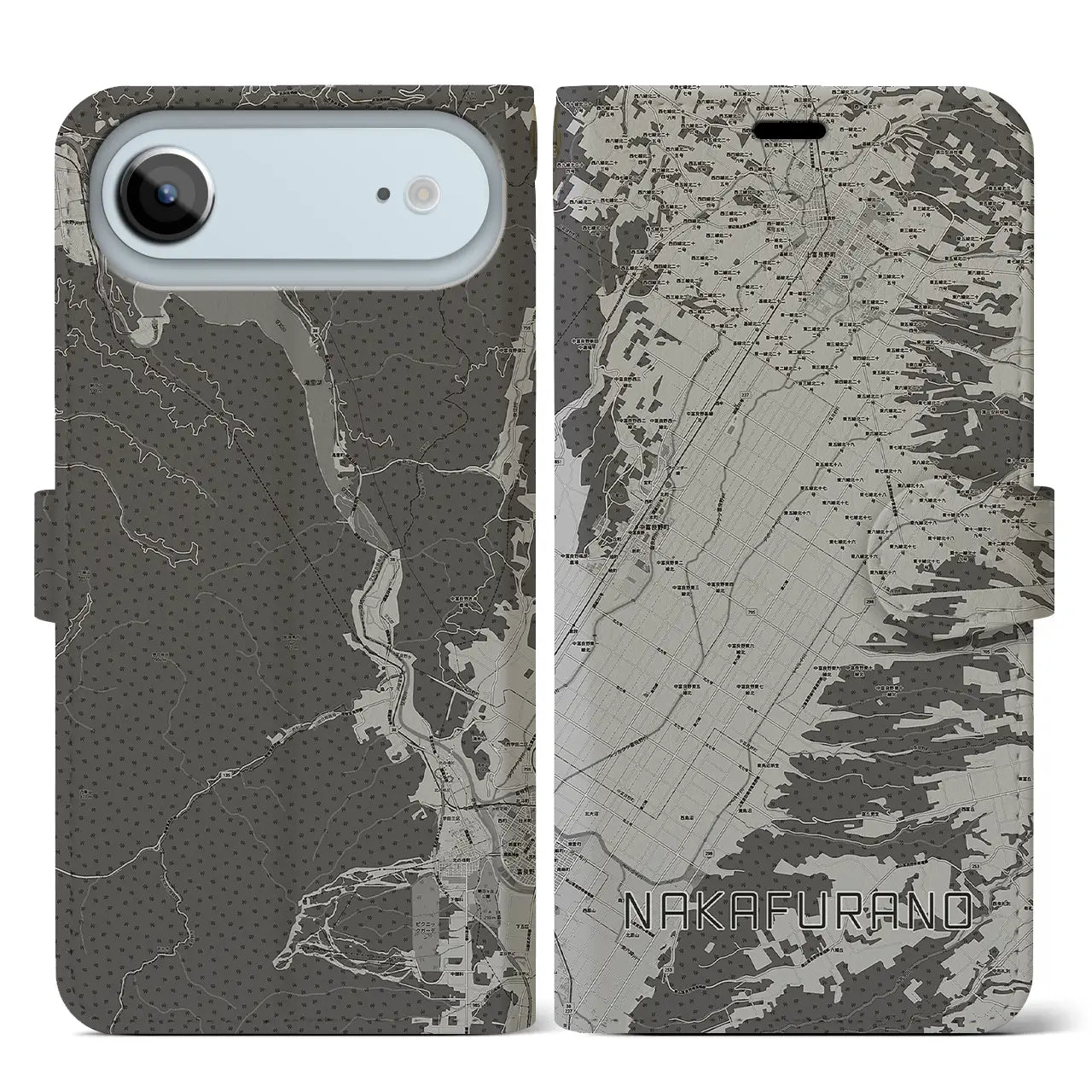 【中富良野（北海道）】地図柄iPhoneケース（手帳タイプ）