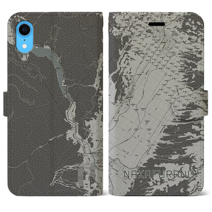 【中富良野（北海道）】地図柄iPhoneケース（手帳タイプ）モノトーン・iPhone XR 用