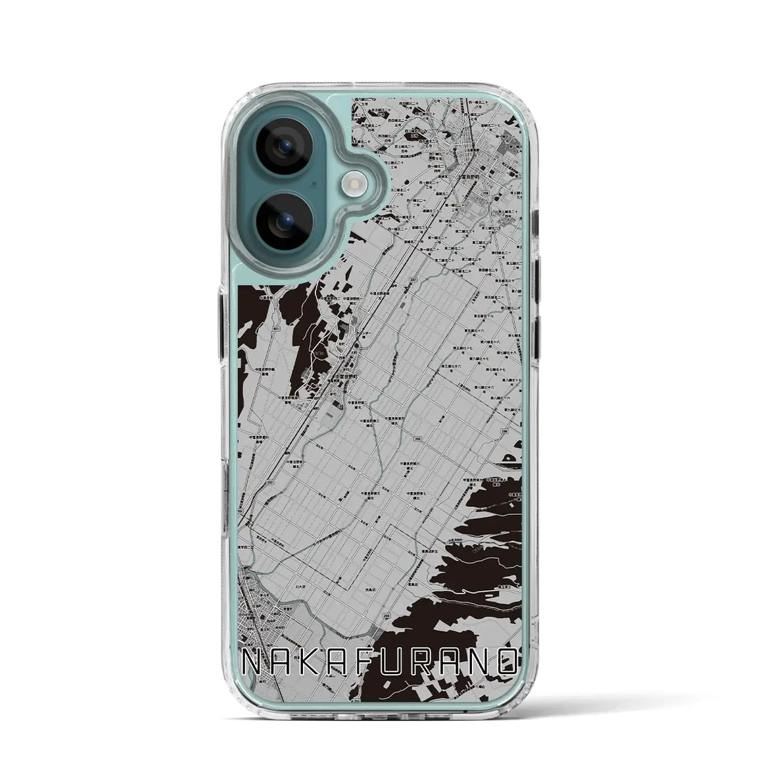 【中富良野（北海道）】地図柄iPhoneケース（MagSafeタイプ）モノトーン・iPhone 16 Pro 用