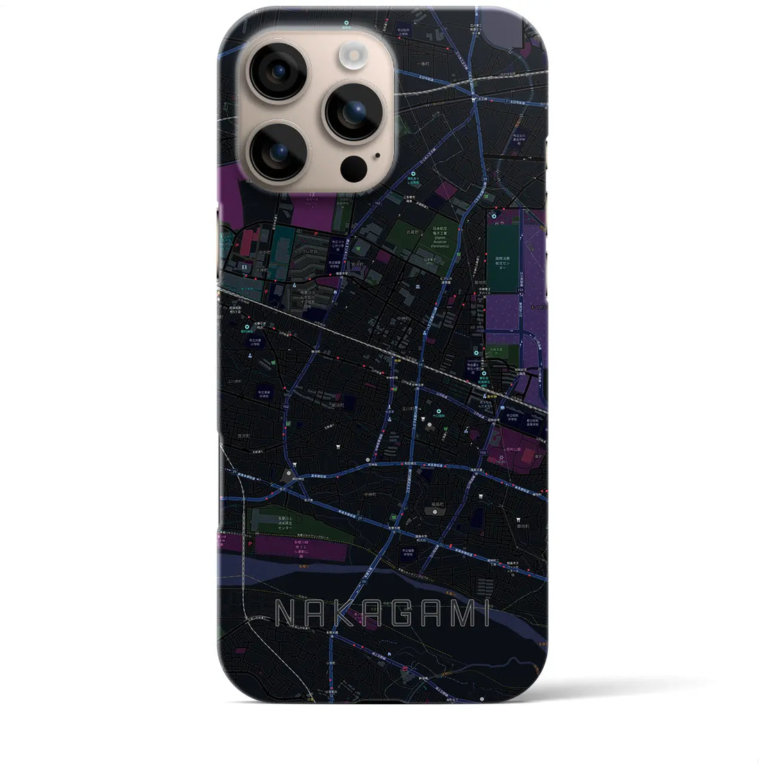【中神(東京都)】地図柄iPhoneケース(バックカバータイプ)