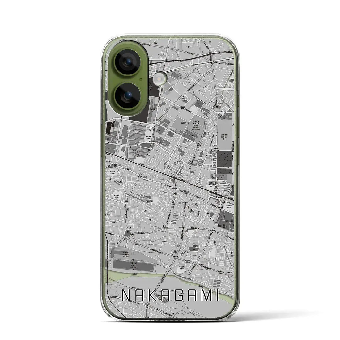 【中神（東京都）】地図柄iPhoneケース（クリアタイプ）モノトーン・iPhone 17 Pro Max 用