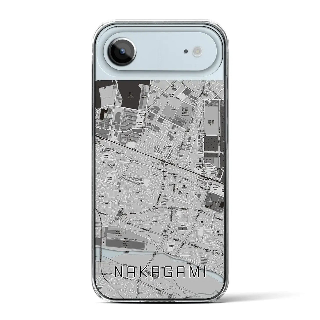 【中神（東京都）】地図柄iPhoneケース（クリアタイプ）モノトーン・iPhone 17 Pro Max 用