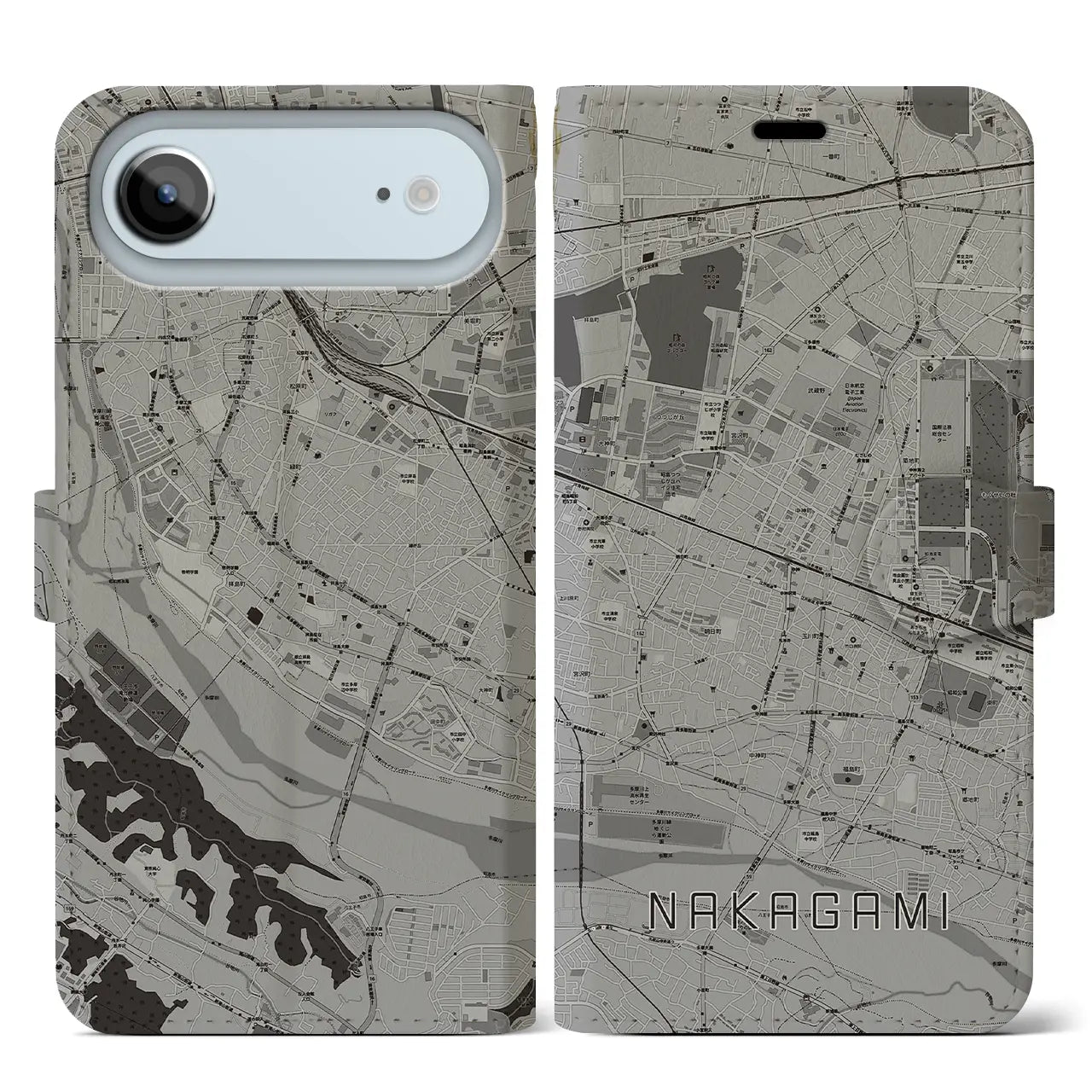 【中神（東京都）】地図柄iPhoneケース（手帳タイプ）