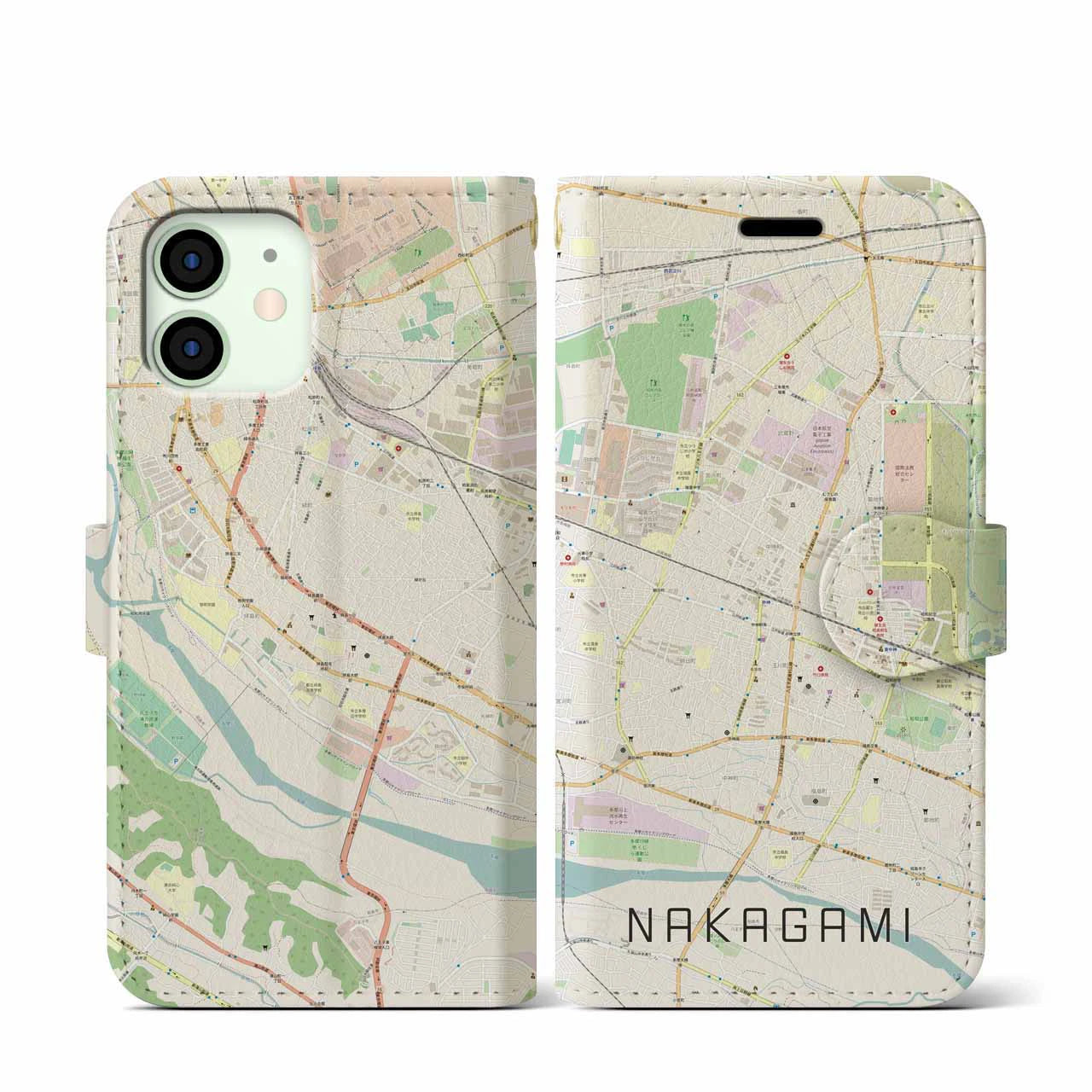 【中神（東京都）】地図柄iPhoneケース（手帳タイプ）