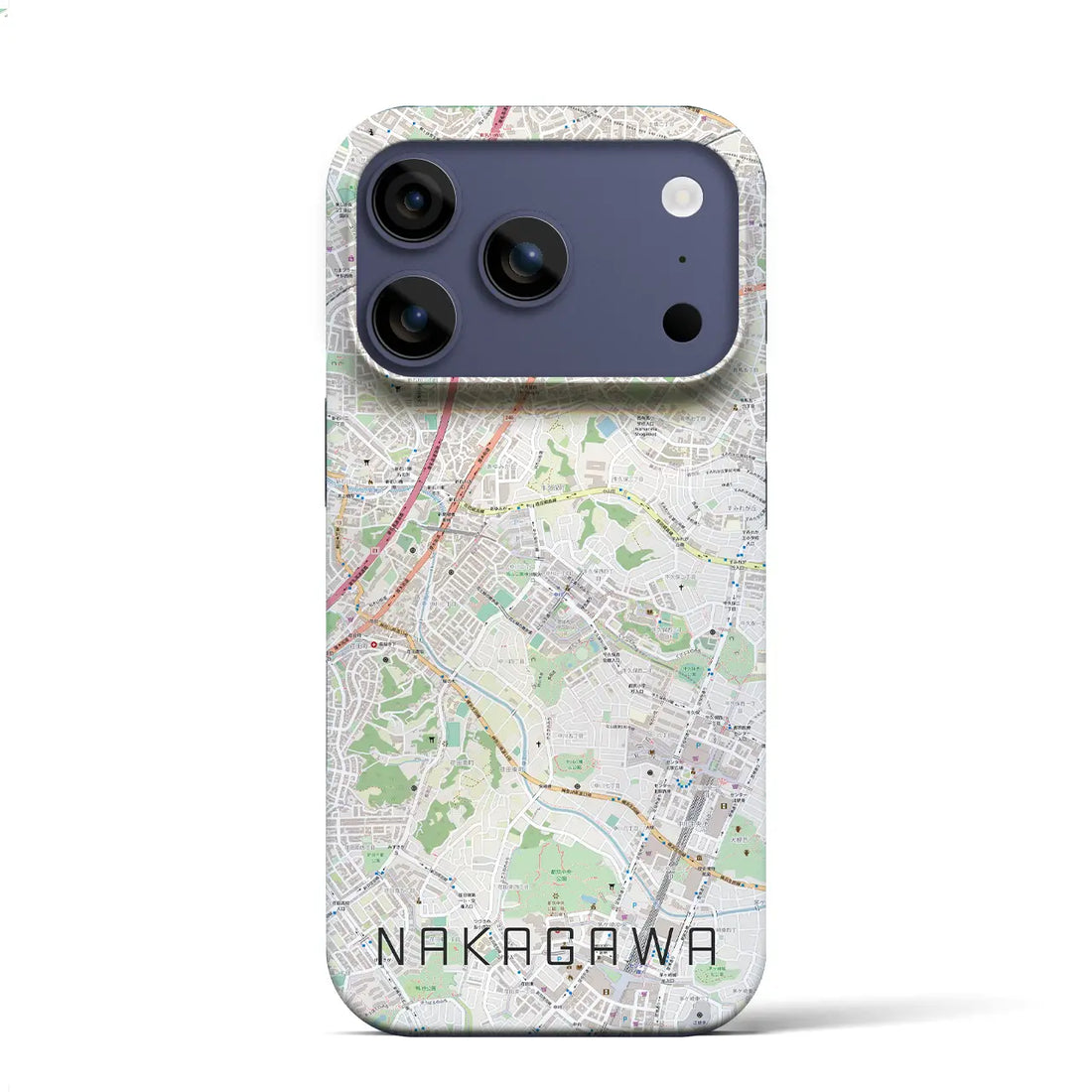 【中川（神奈川県）】地図柄iPhoneケース（バックカバータイプ）ブラック・iPhone 17 Pro Max 用