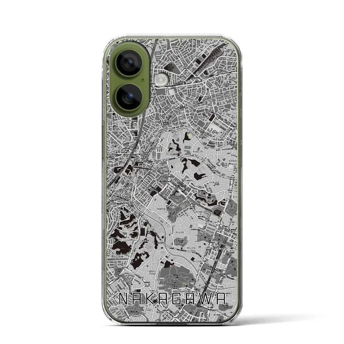 【中川（神奈川県）】地図柄iPhoneケース（クリアタイプ）モノトーン・iPhone 17 Pro Max 用