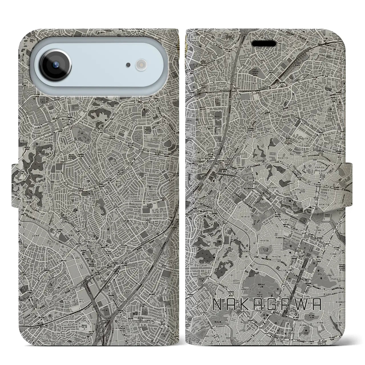 【中川（神奈川県）】地図柄iPhoneケース（手帳タイプ）