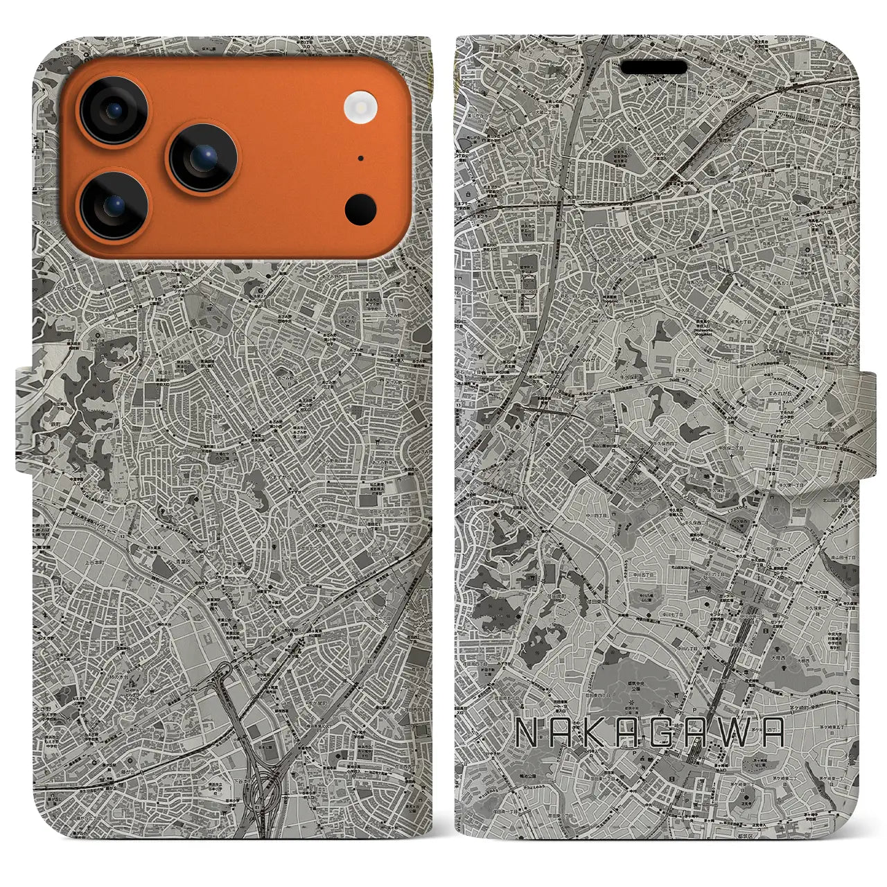 【中川（神奈川県）】地図柄iPhoneケース（手帳タイプ）