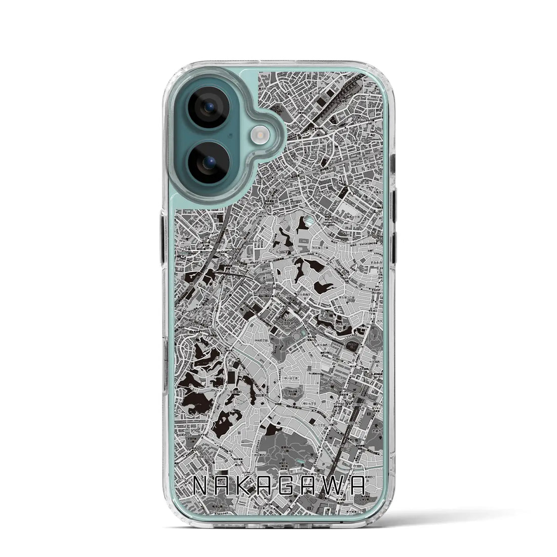 【中川（神奈川県）】地図柄iPhoneケース（MagSafeタイプ）モノトーン・iPhone 16 Pro 用