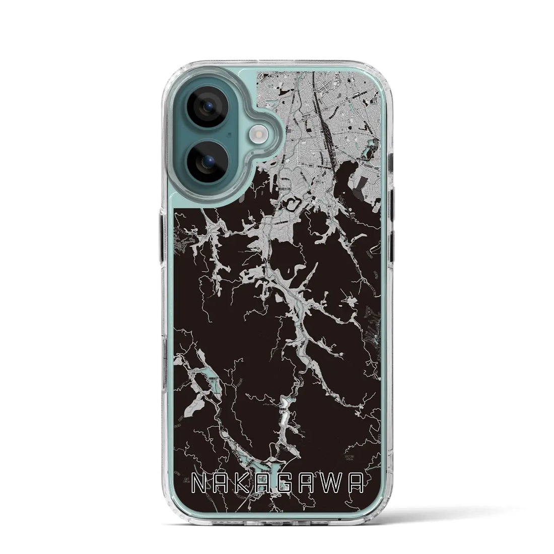 【那珂川(福岡県)】地図柄iPhoneケース(MagSafeタイプ)モノトーン・iPhone 16 Pro 用