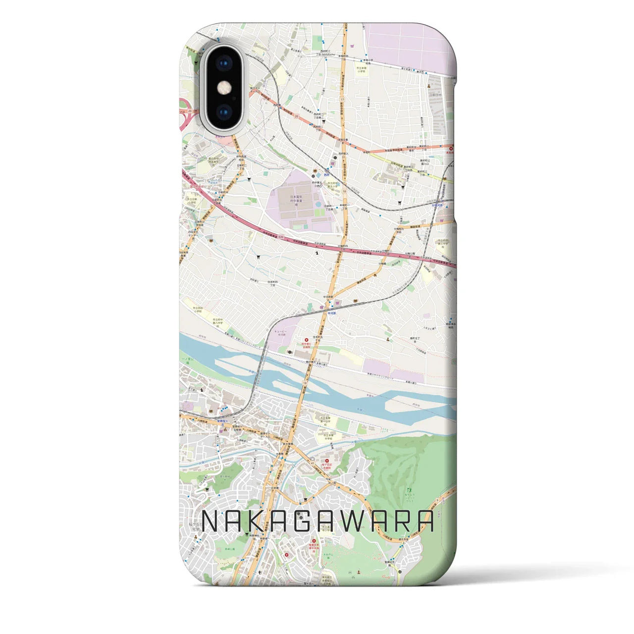 【中河原（東京都）】地図柄iPhoneケース（バックカバータイプ）