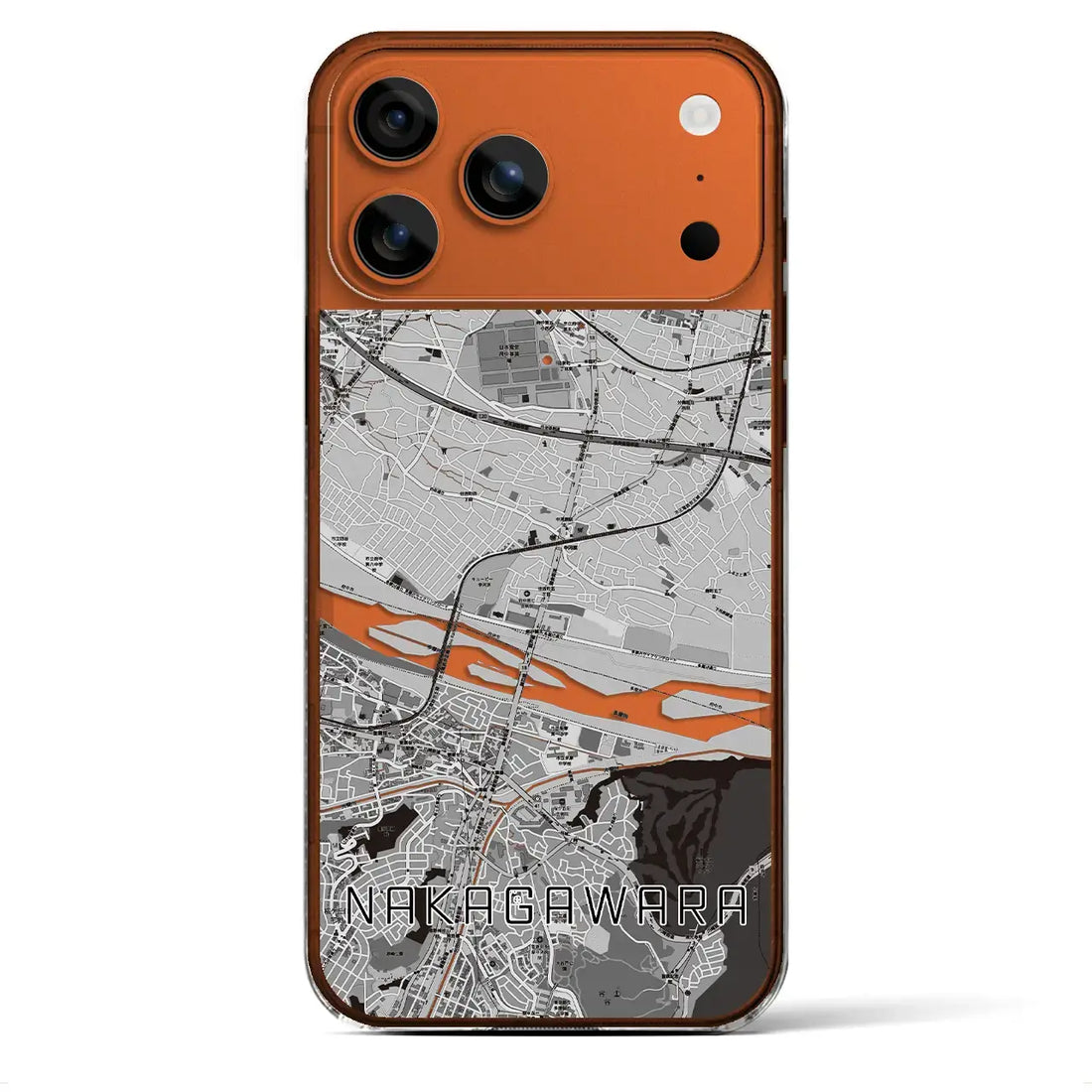 【中河原(東京都)】地図柄iPhoneケース(クリアタイプ)モノトーン・iPhone 17 Pro Max 用