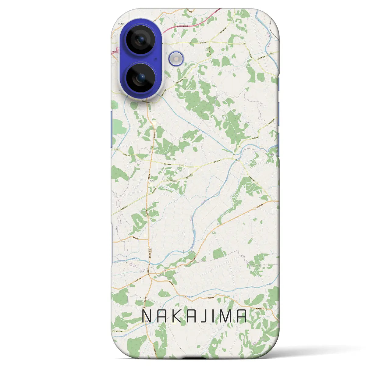 【中島（福島県）】地図柄iPhoneケース（バックカバータイプ）ナチュラル・iPhone 16 Pro Max 用