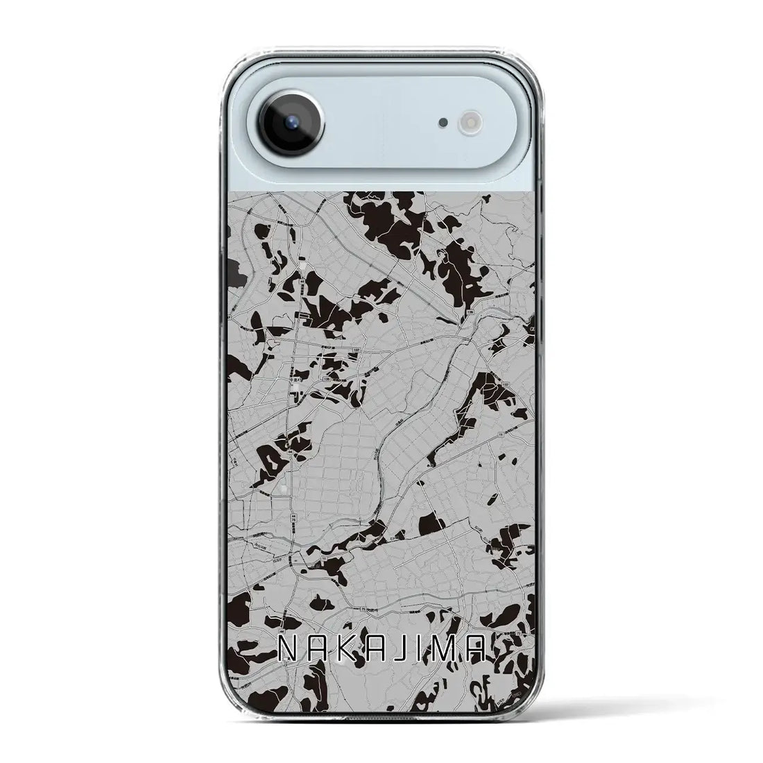 【中島(福島県)】地図柄iPhoneケース(クリアタイプ)モノトーン・iPhone 17 Pro Max 用
