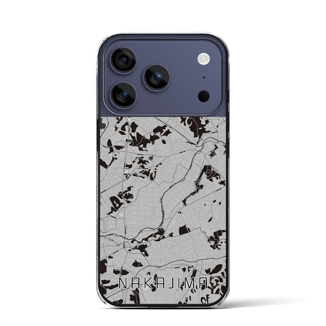 【中島(福島県)】地図柄iPhoneケース(クリアタイプ)モノトーン・iPhone 17 Pro Max 用
