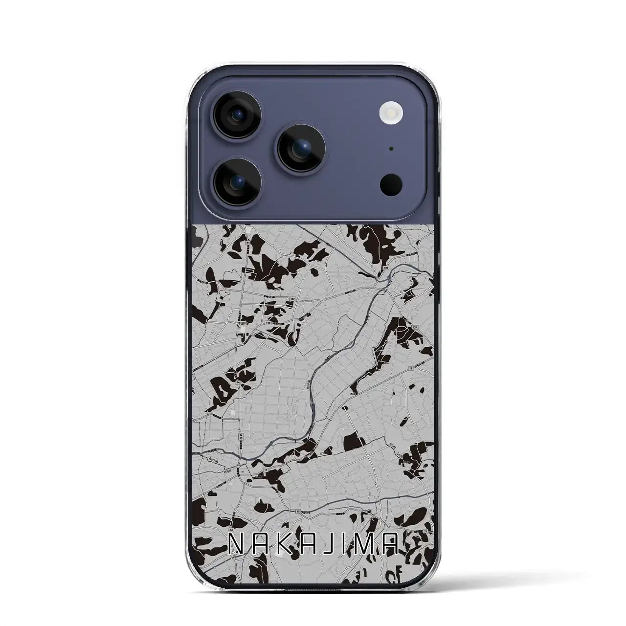 【中島（福島県）】地図柄iPhoneケース（クリアタイプ）モノトーン・iPhone 17 Pro Max 用