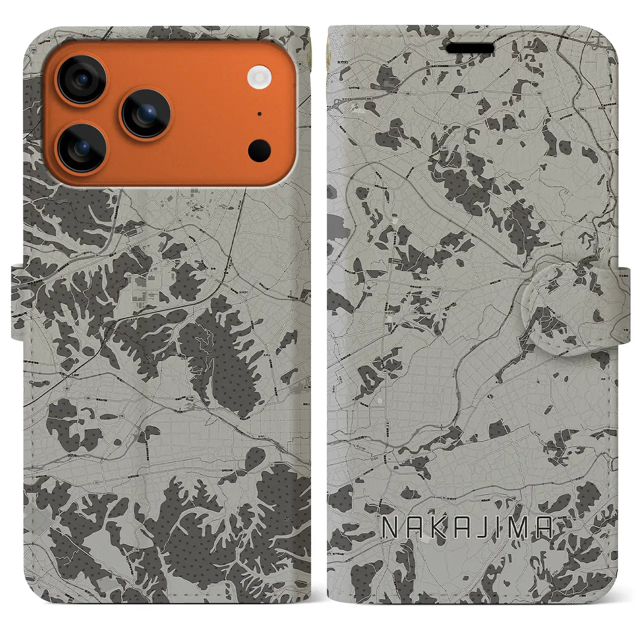 【中島（福島県）】地図柄iPhoneケース（手帳タイプ）