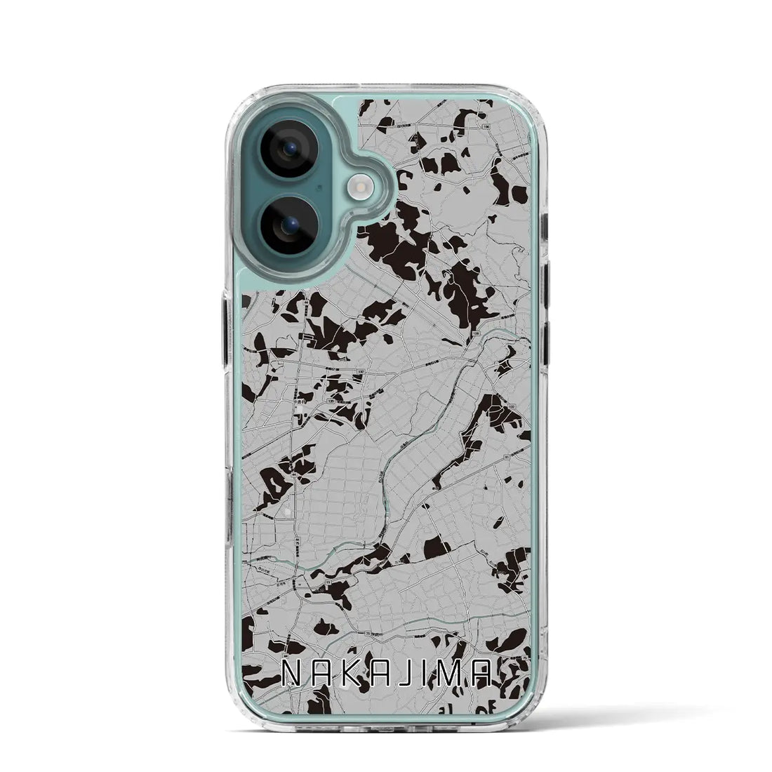 【中島(福島県)】地図柄iPhoneケース(MagSafeタイプ)モノトーン・iPhone 16 Pro 用