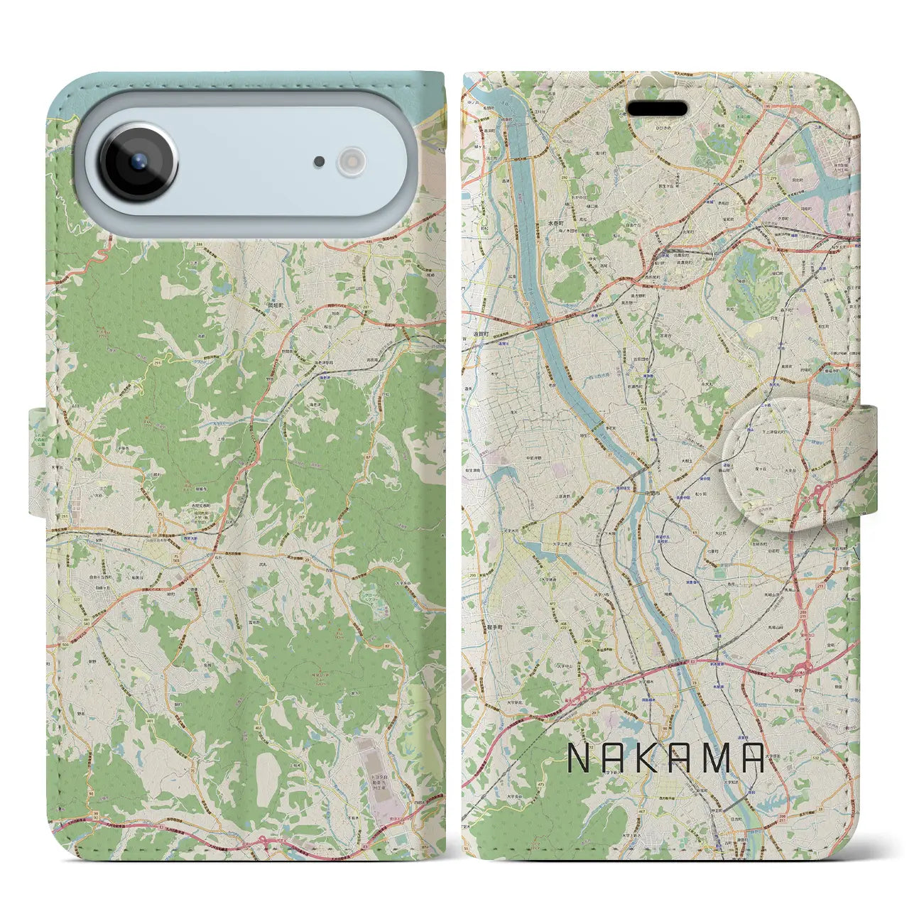 【中間（福岡県）】地図柄iPhoneケース（手帳タイプ）