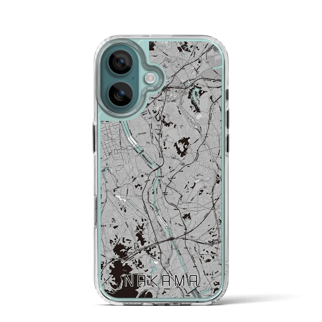 【中間(福岡県)】地図柄iPhoneケース(MagSafeタイプ)モノトーン・iPhone 16 Pro 用