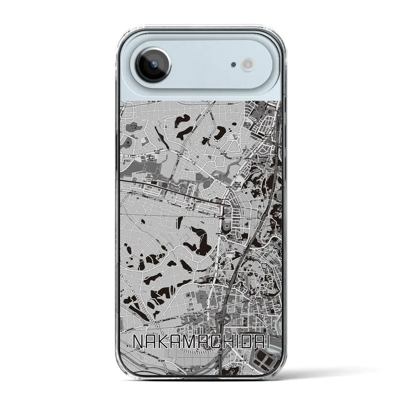 【仲町台（神奈川県）】地図柄iPhoneケース（クリアタイプ）モノトーン・iPhone 17 Pro Max 用